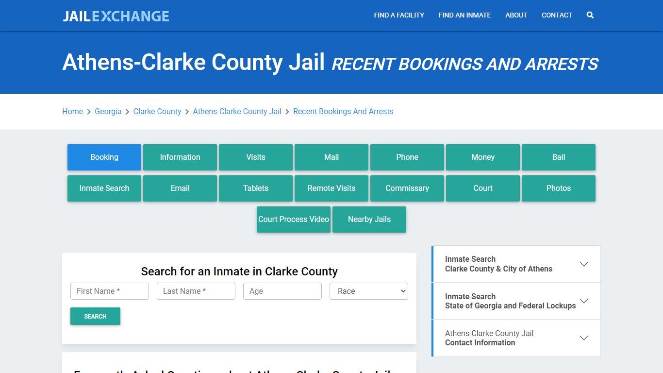 Athens-Clarke County Jail GA Recent Arrests and Bookings